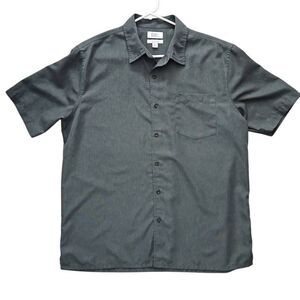 Croft & Barrow Short Sleeve Button Front Camp Shirt Grey Large
